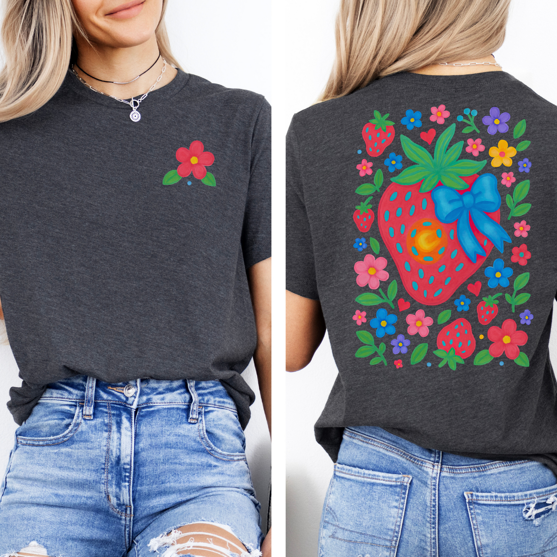 Floral Strawberry Tee - FANGIRL SWAG