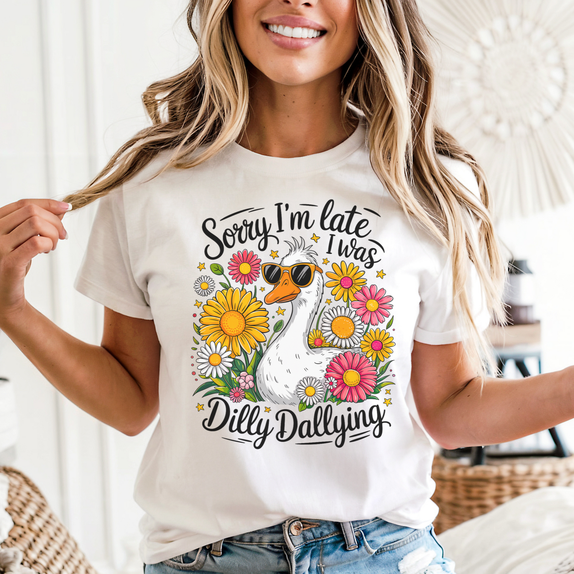 Sorry I'm Late Dilly Dallying Floral Tee - FANGIRL SWAG