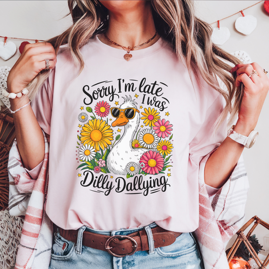 Sorry I'm Late Dilly Dallying Floral Tee - FANGIRL SWAG