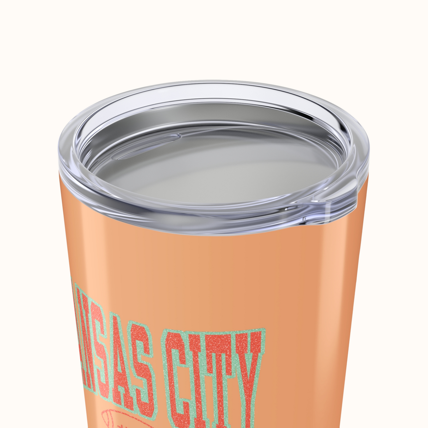 Orange tumbler with 'Las Vegas City' text on a white background