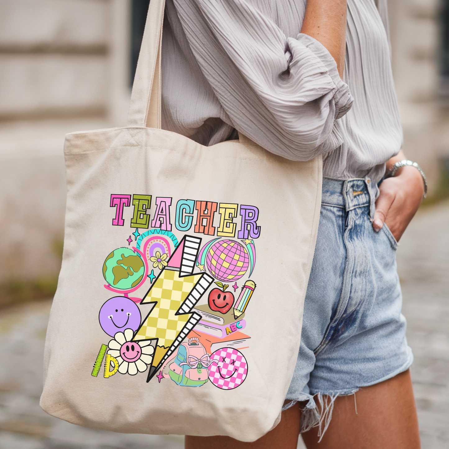 Colorful Teacher Tote