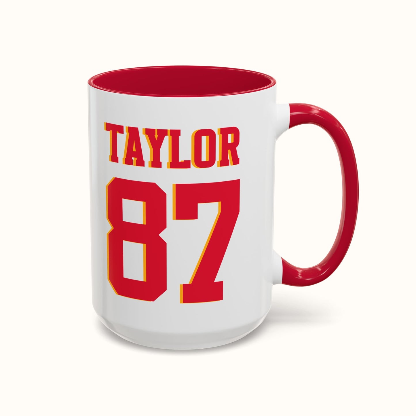 Mug with 'Taylor 87' printed on a white background