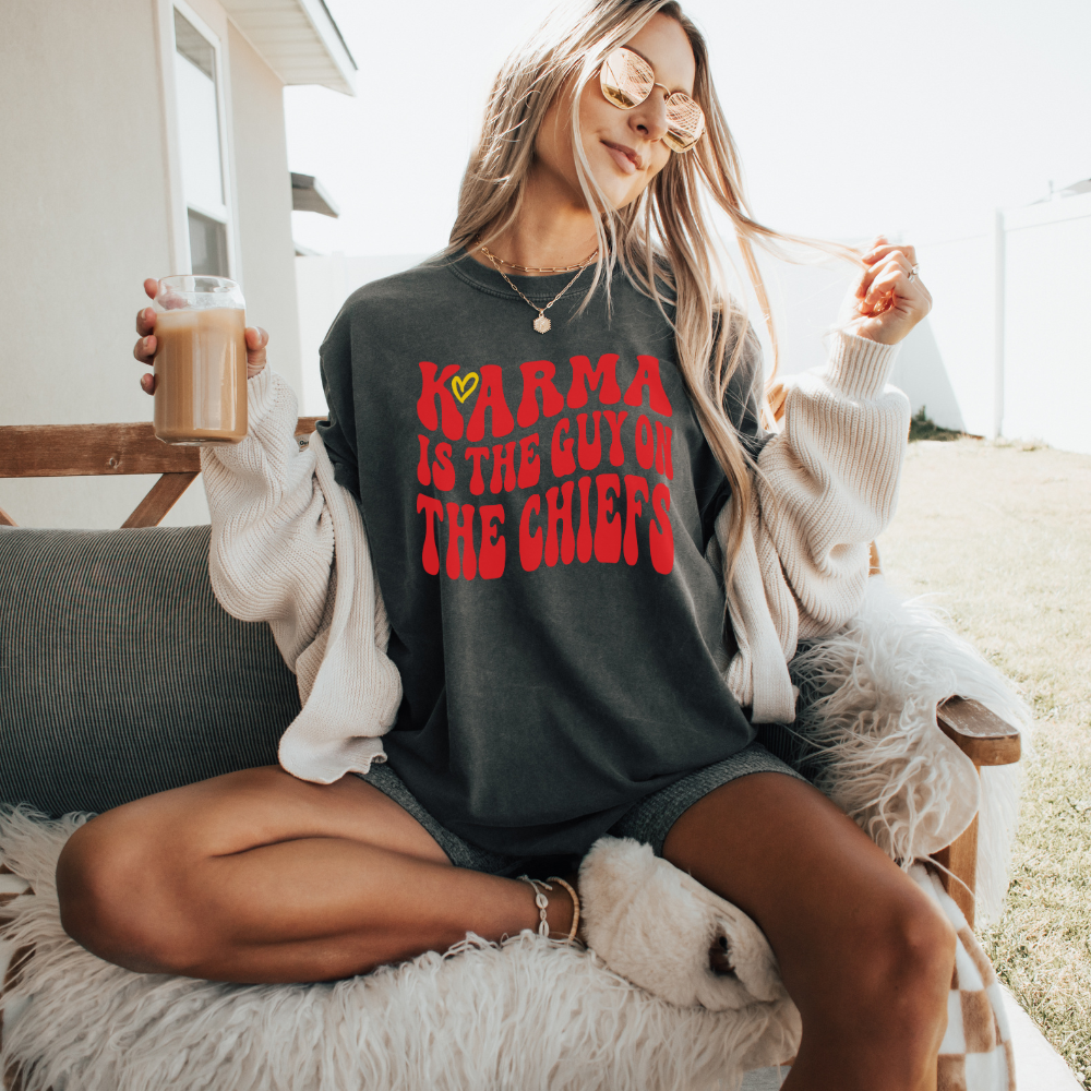 KARMA IS THE GUY ON THE CHIEFS TEE - FANGIRL SWAG