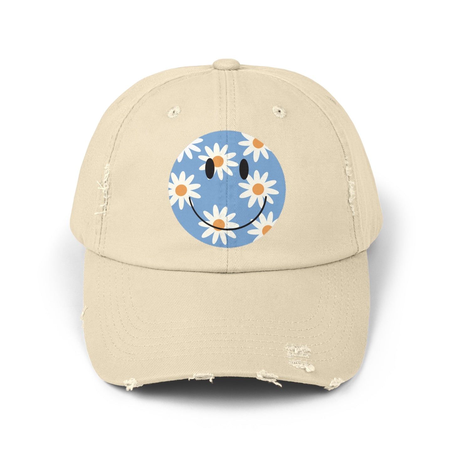 DAISY SMILES DISTRESSED CAP