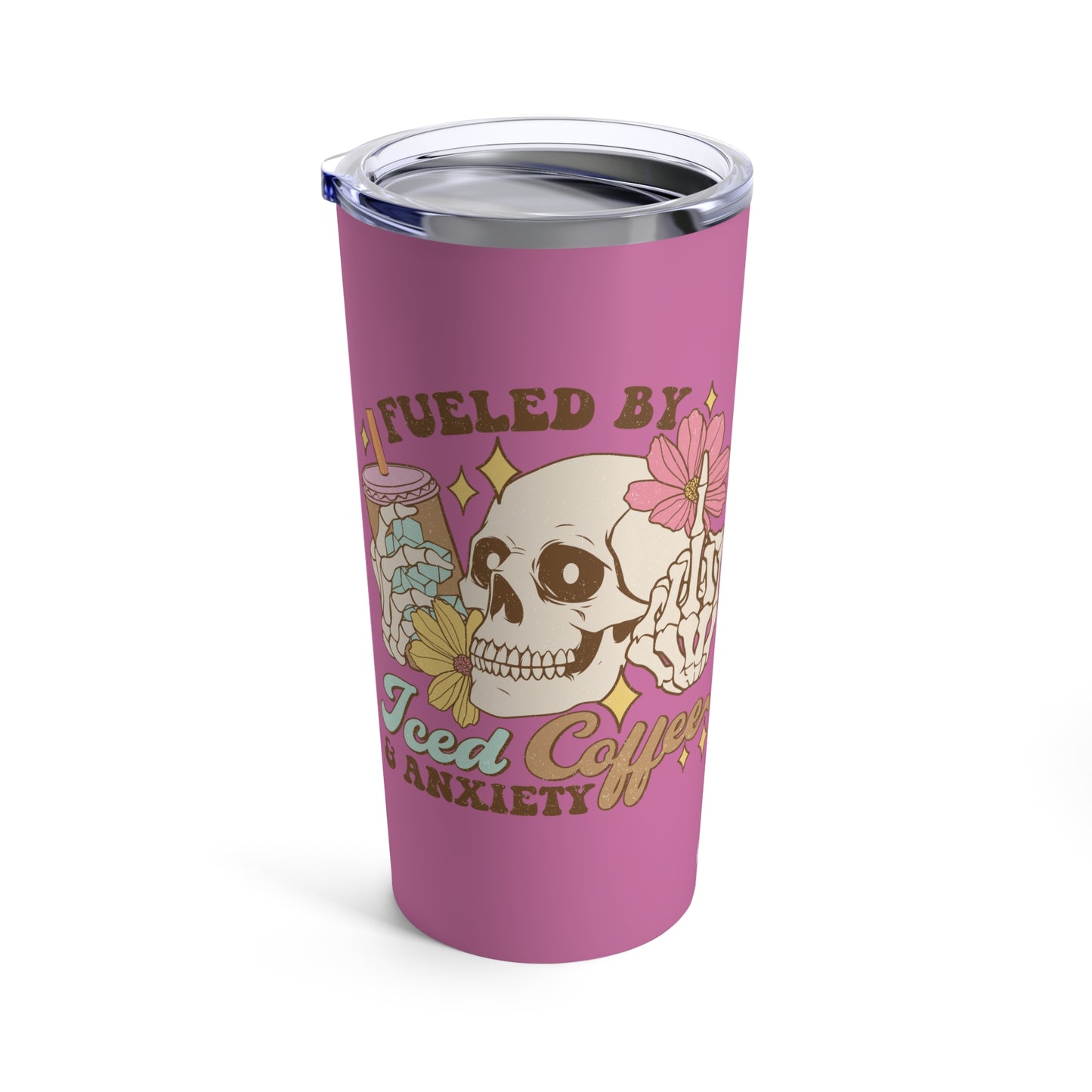 FUELED BY ICED COFFEE & ANXIETY - 20 OZ INSULATED TUMBLER