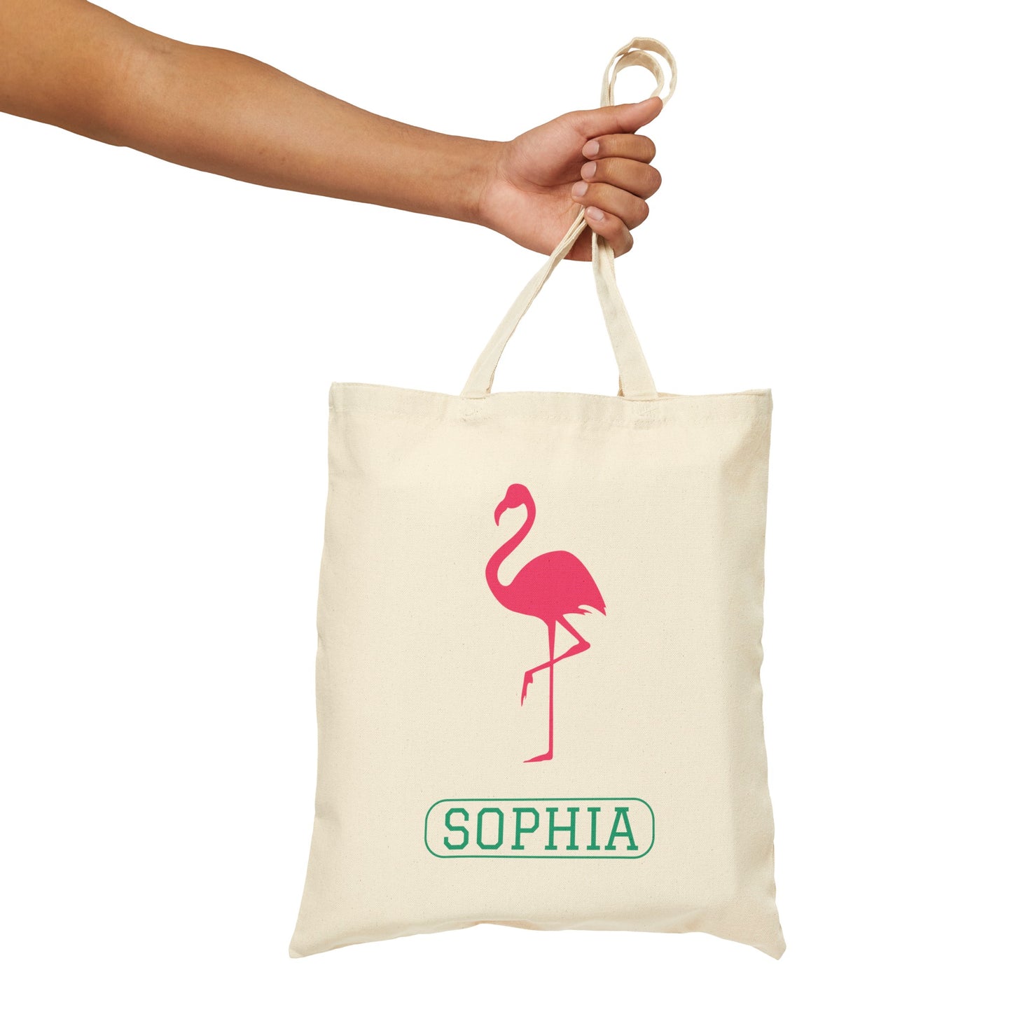 FLAMINGO PERSONALIZED COTTON CANVAS TOTE