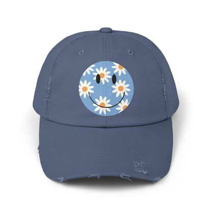 DAISY SMILES DISTRESSED CAP