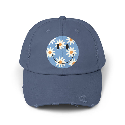 DAISY SMILES DISTRESSED CAP