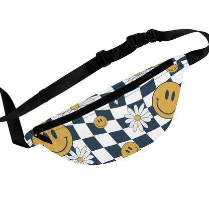 RETRO CHECKED SMILEY FACE FANNY PACK