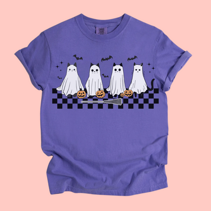 GHOSTLY KITTY CAT GRAPHIC TEE