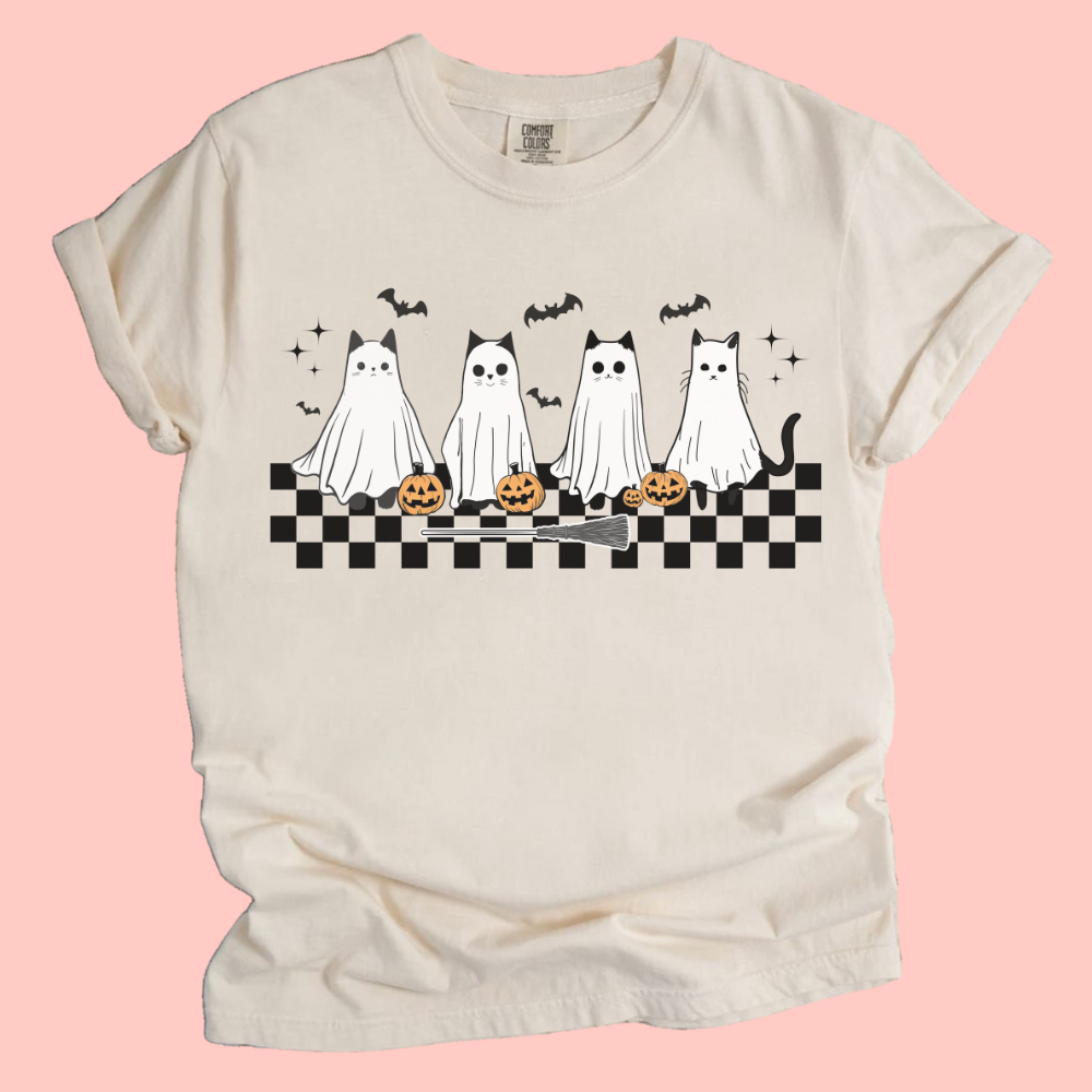 GHOSTLY KITTY CAT GRAPHIC TEE