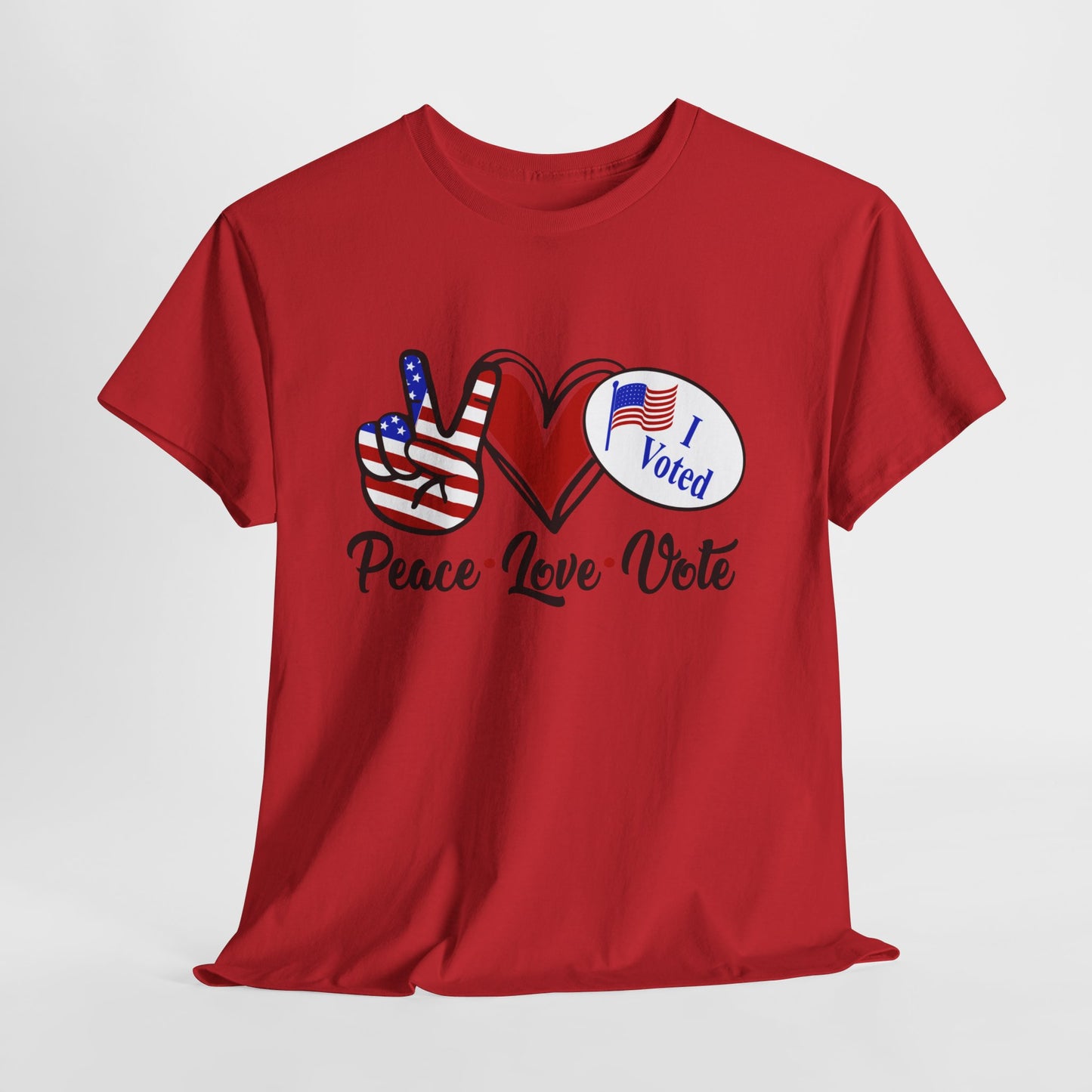 PEACE LOVE VOTE HEAVY COTTON TEE