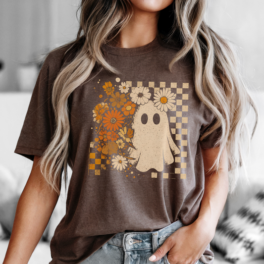 Ghost Floral Checkered Tee - FANGIRL SWAG