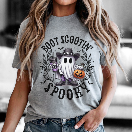 Halloween Ghost Boot Scootin' Spooky Tee - FANGIRL SWAG