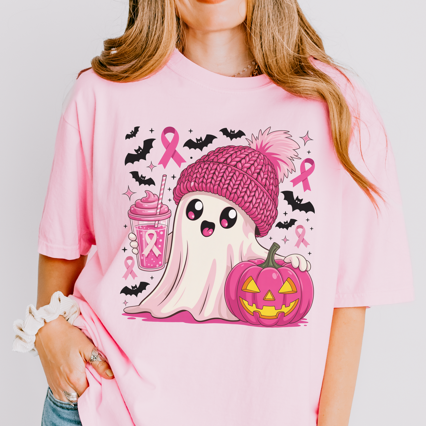 Cute Ghost Breast Cancer Awareness Tee