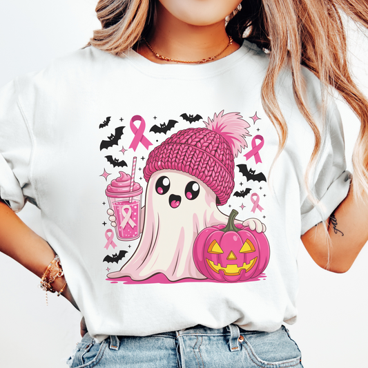 Cute Ghost Breast Cancer Awareness Tee