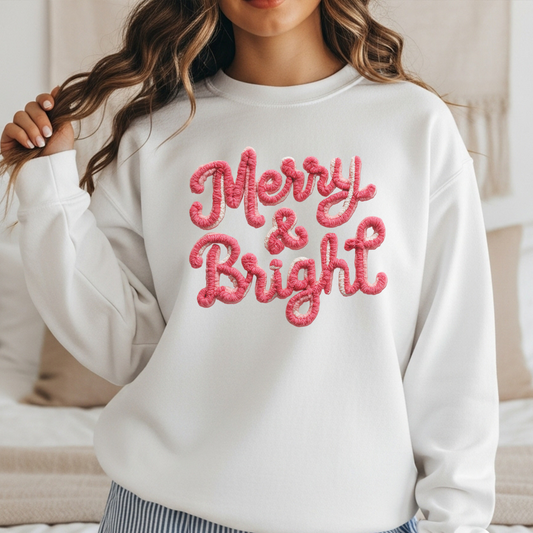 Merry & Bright Sweatshirt w/Yarn Stitched Look
