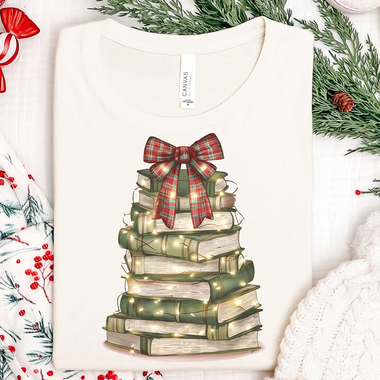 Book Stack Christmas Tee - FANGIRL SWAG