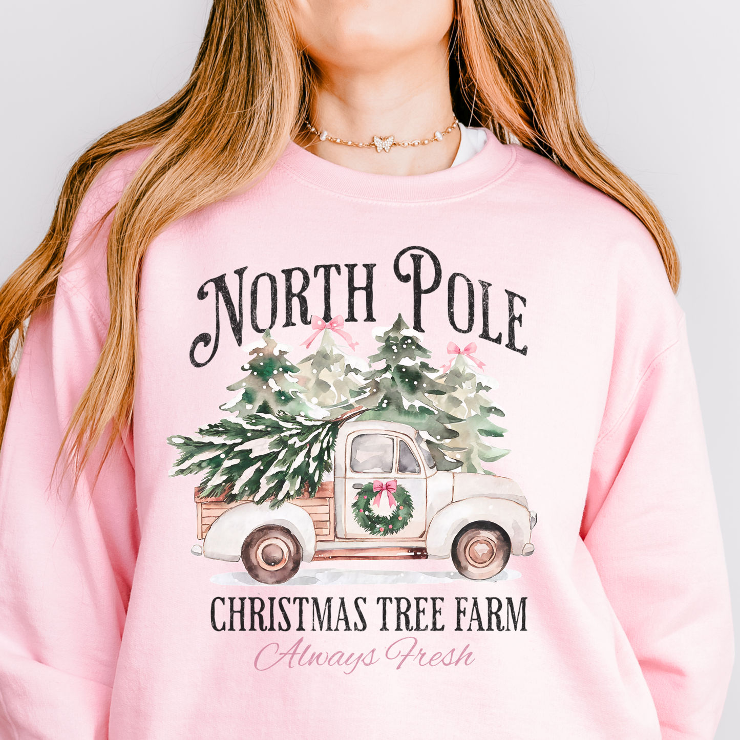 North Pole Christmas Tree Farm Vintage Truck Sweatshirt - FANGIRL SWAG