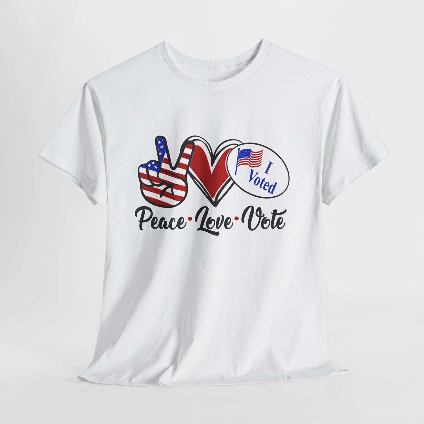 PEACE LOVE VOTE HEAVY COTTON TEE