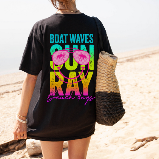 BOAT WAVES SUN RAY AND BEACH DAYS TEES