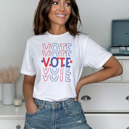 VOTE STACKED HEAVY COTTON TEE