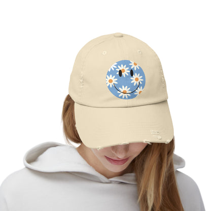 DAISY SMILES DISTRESSED CAP