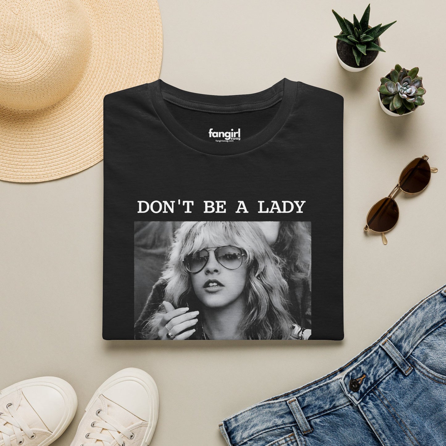 Don't Be A Lady Vintage Photo Graphic T-Shirt — Retro Rock N Roll Statement Tee, Softstyle Casual Streetwear Top