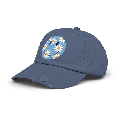 DAISY SMILES DISTRESSED CAP