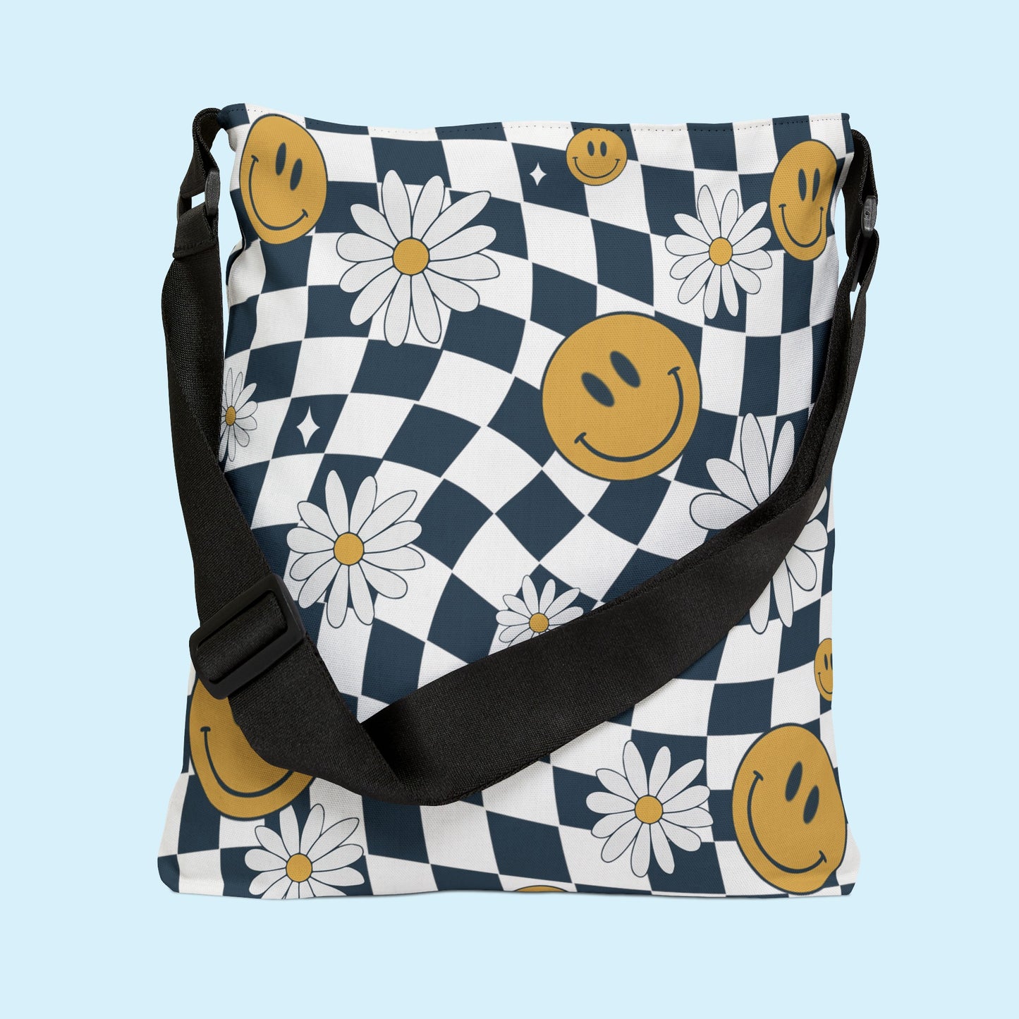 RETRO CHECKED SMILEY FACE CROSSBODY BAG