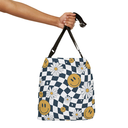 RETRO CHECKED SMILEY FACE CROSSBODY BAG