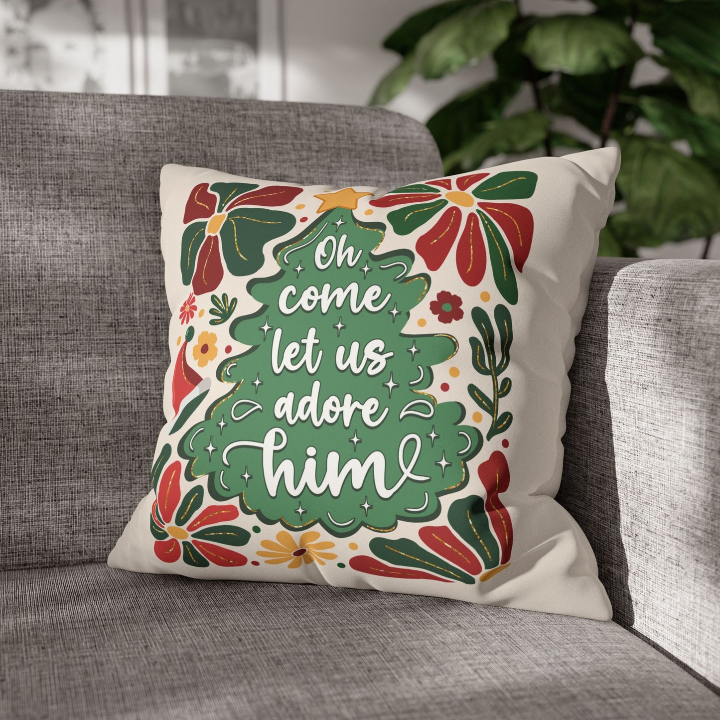 OH COME LET US ADORE HIM PILLOW