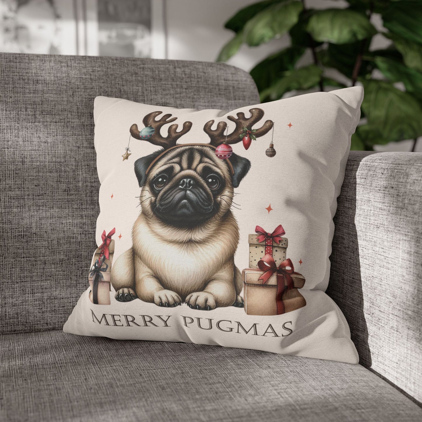 MERRY PUGMAS PILLOW