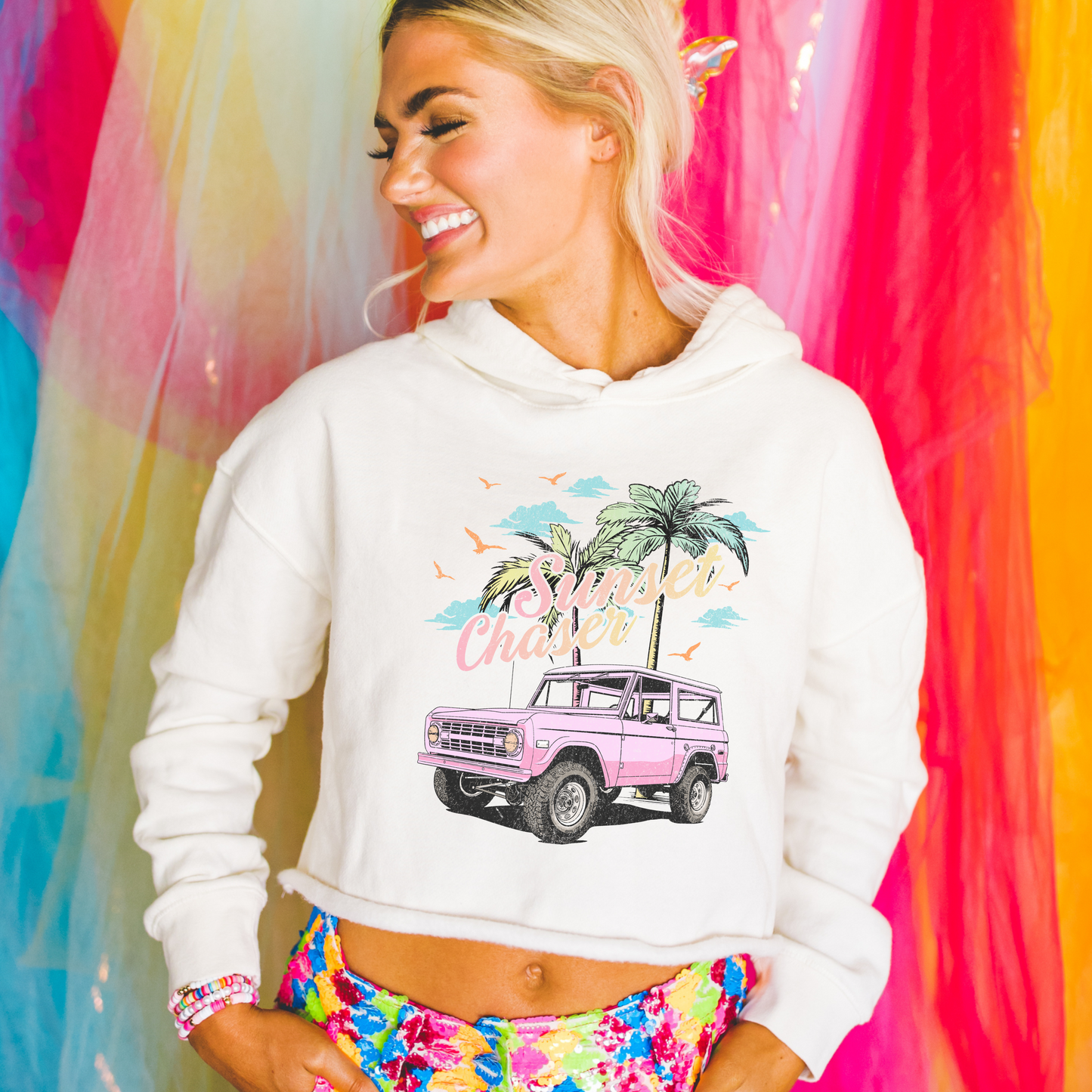 SUNSET CHASER CROPPED HOODIE